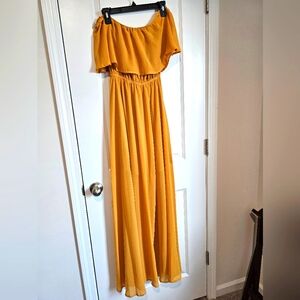 Victoria Off Shoulder Maxi Dress (Mustard Yellow)